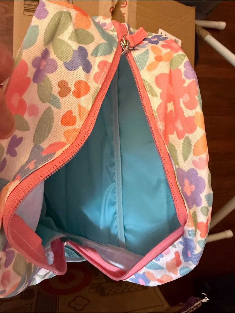 NWT:Kids 16 inches Floral Backpack in Pastel Pink, Blue, Purple w/ laptop sleeve